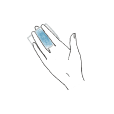 コットンの端まで化粧水をしみこませているイラスト