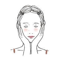 顔に化粧水をパッティングしているイラスト