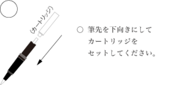 筆先を下向きにしてカートリッジをセットしてください。
